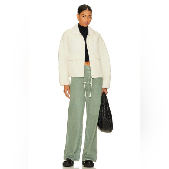 Free People Movement Off the Bleachers Coaches Jacket in Sea Salt Size Small NWT - Picture 9 of 12